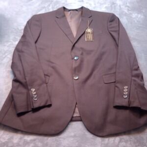 Caravelli Blazer Jacket Sport Coat Mens 46L Brown Superior 150's Single Breasted